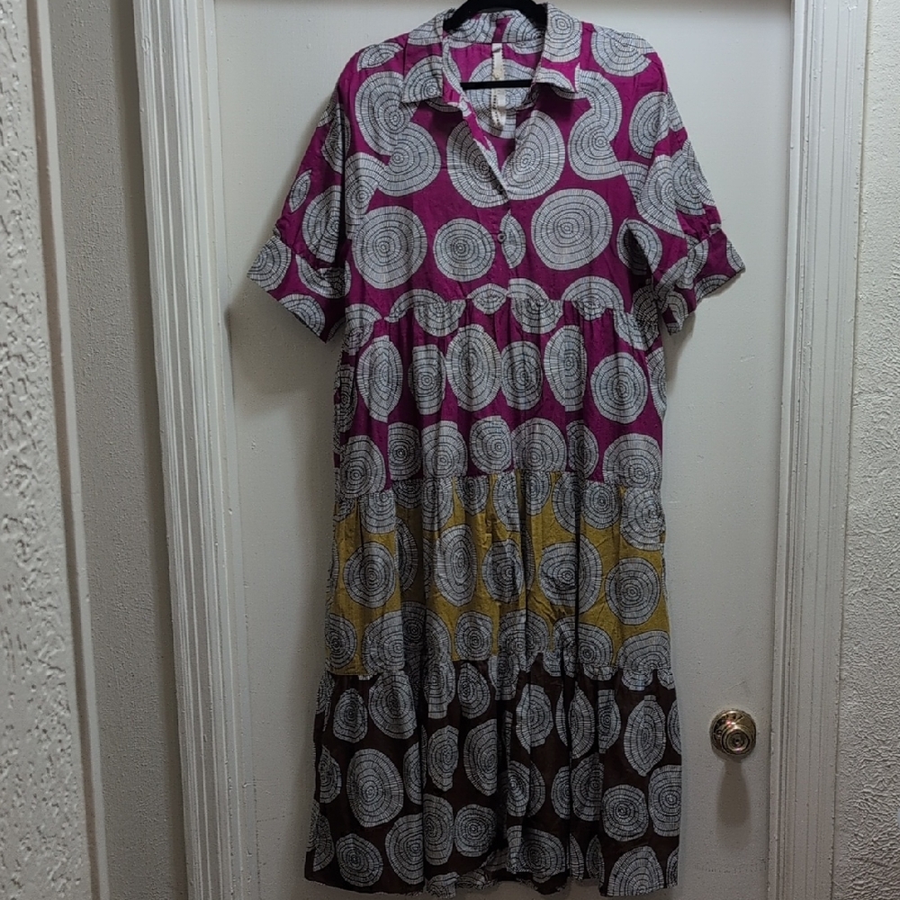 Uncle Frank Pink and Yellow Patterned Dress